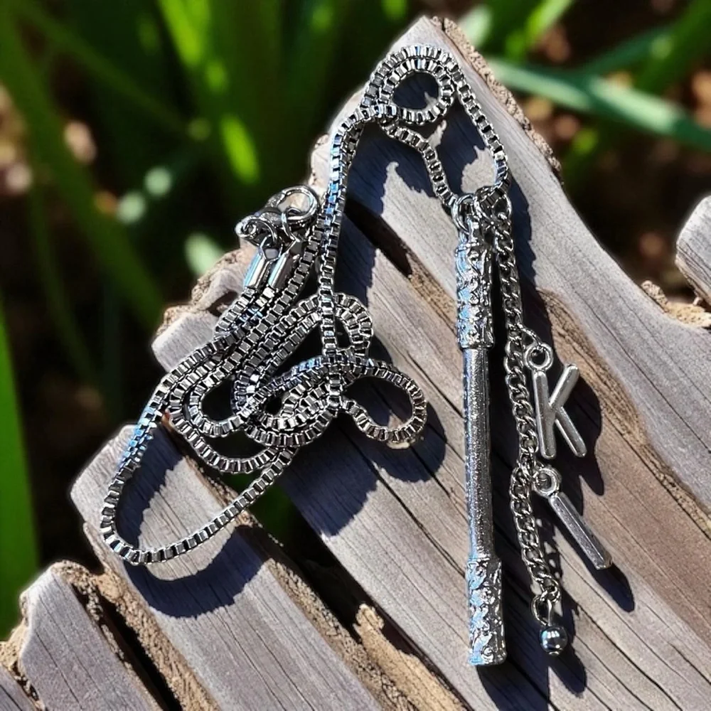 Dungeons and Dragons Monk necklace Monk staff and the initials KI DND jewelry